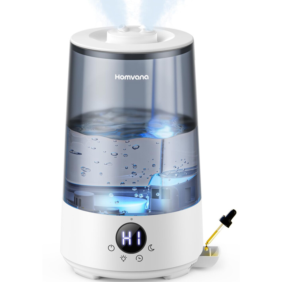 Homvana Humidifier For Bedroom, 3.6L Cool Mist Humidifiers, 360 Rotatable Mist, 34H Runtime, Quiet 16Db, Night Light, Air Humidif