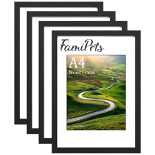 4Pack A4 Frame, Wooden A4 Picture Frames, with A5 Mount Photo Frames