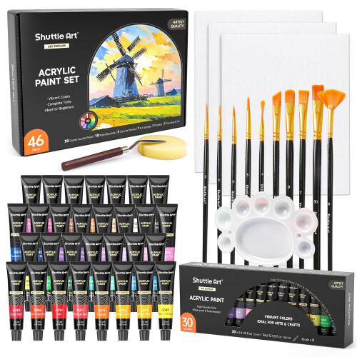 Shuttle Art 46 Pack Acrylic Paints Set