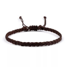 Waxed String Bracelet Braided Thread Bangles Handmade Waterproof Knot Bracelets-Coffee