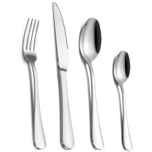 Pleafind Cutlery Set for 8, 32 Piece Silverware, Stainless Steel Knife and Fork, Flatware, Mirror Polished, Dishwasher Safe