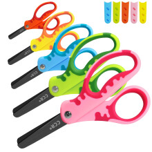 CCR Kids Black Coated Scissors,Safety Children Scissors with Cover,13.5cm Soft Grip Handed,for School Classroom Children's Art and Craft
