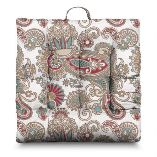Almofada de meditação boho quadrada com estampa paisley (22x22 polegadas)