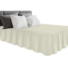 King Bed Platform Base Frilled Valance, Cream,