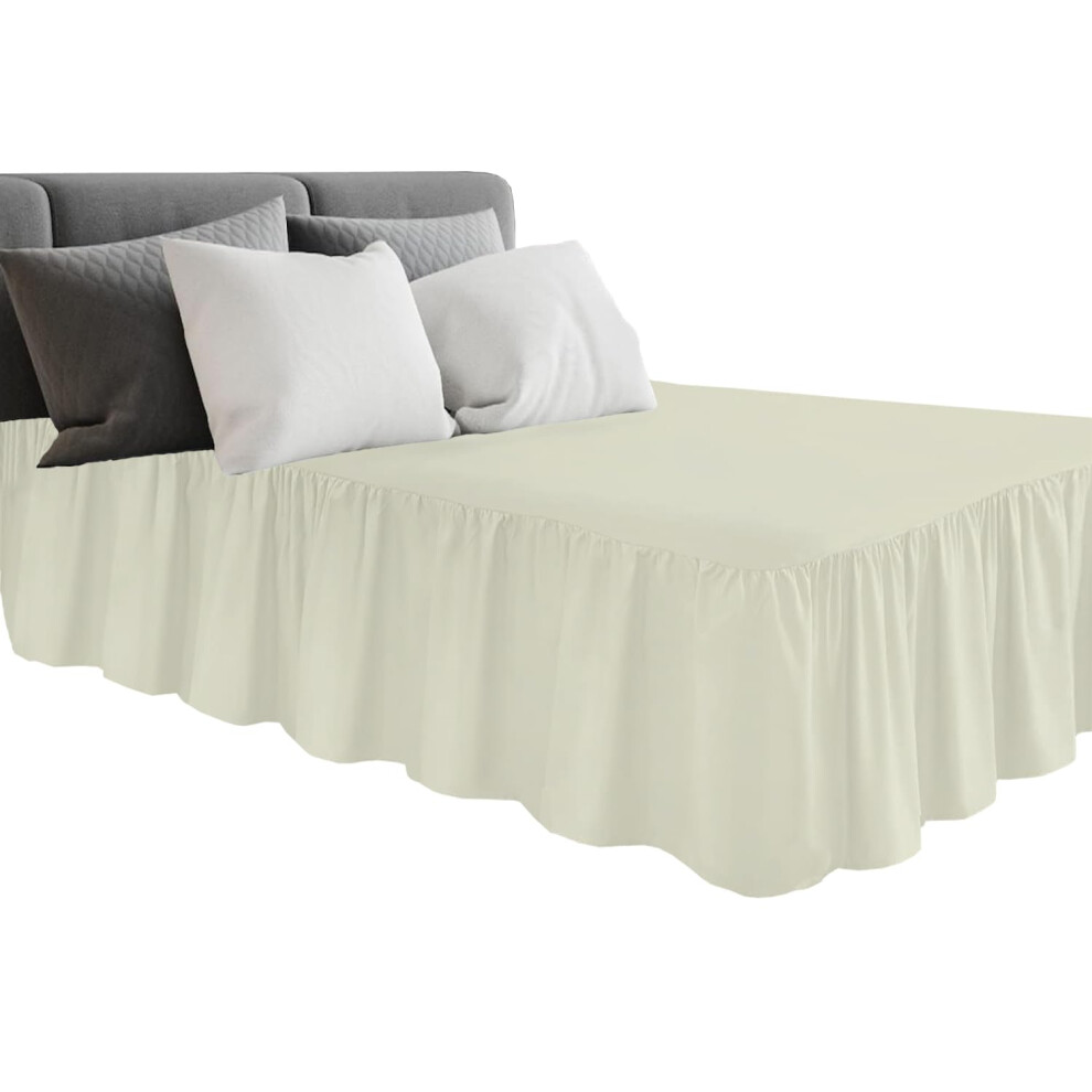 Joybees King Bed Platform Base Frilled Valance, Cream,