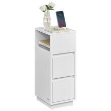 VASAGLE Slim Bedside Table - Small Narrow Side End Table with 2 Drawer