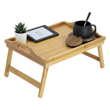 KKTONER Bamboo Bed Tray Table with Folding Legs Foldable Serving Portable Laptop Tray Snack & Breakfast Tray Bed Table Drawing Table (40)