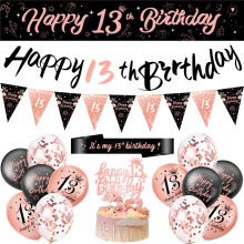 13th Birthday Decorations Happy 13th Birthday Party Banner Balloons
