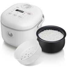 Bear Small Rice Cooker, 4 Cup 2L Multifunctional with Steamer, White