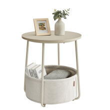 VASAGLE Side Table, Round End Table with Fabric