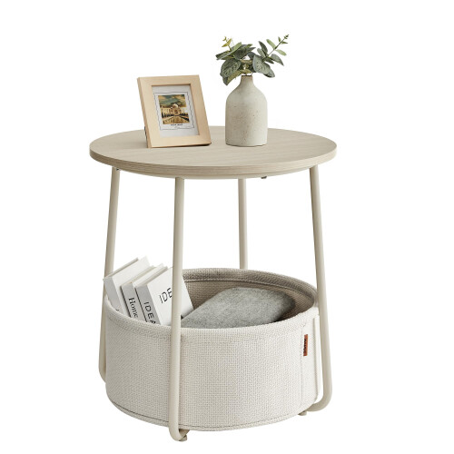 VASAGLE VASAGLE Side Table, Round End Table with Fabric