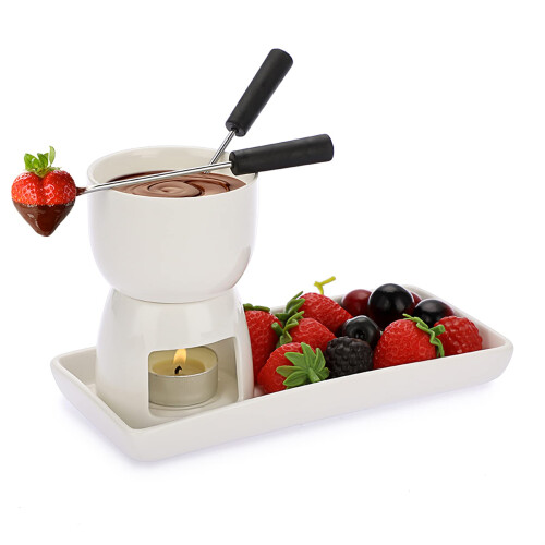BSTKEY Ceramic Mini Chocolate Cheese Fondue Pot