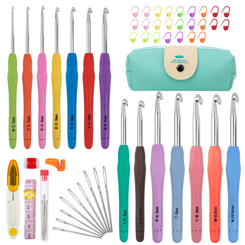 53 Pack Crochet Hooks Set, 14 Sizes Crotchets