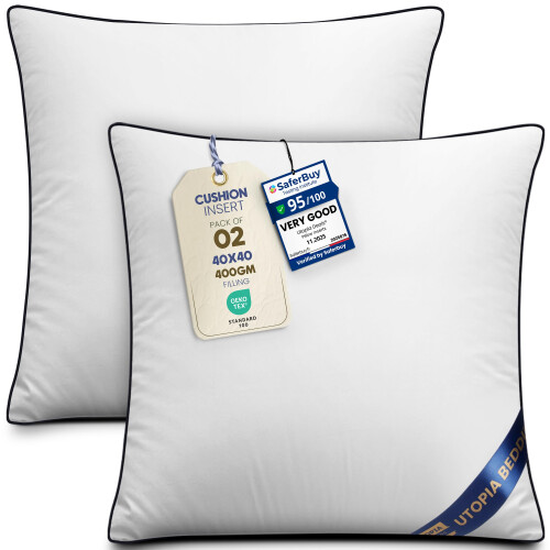 Bedding Cushion Inner Pads (Pack of 2), 40x40 cm