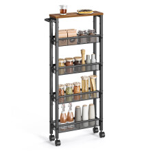 VASAGLE 5-Tier Trolley, Space-Saving Kitchen Cart