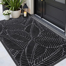 Homaxy Door Mats Indoor Outdoor Heavy Duty Rubber Dirt Trapper Doormats Non