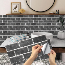 24 Sheets Black Tile Stickers, Peel and Stick