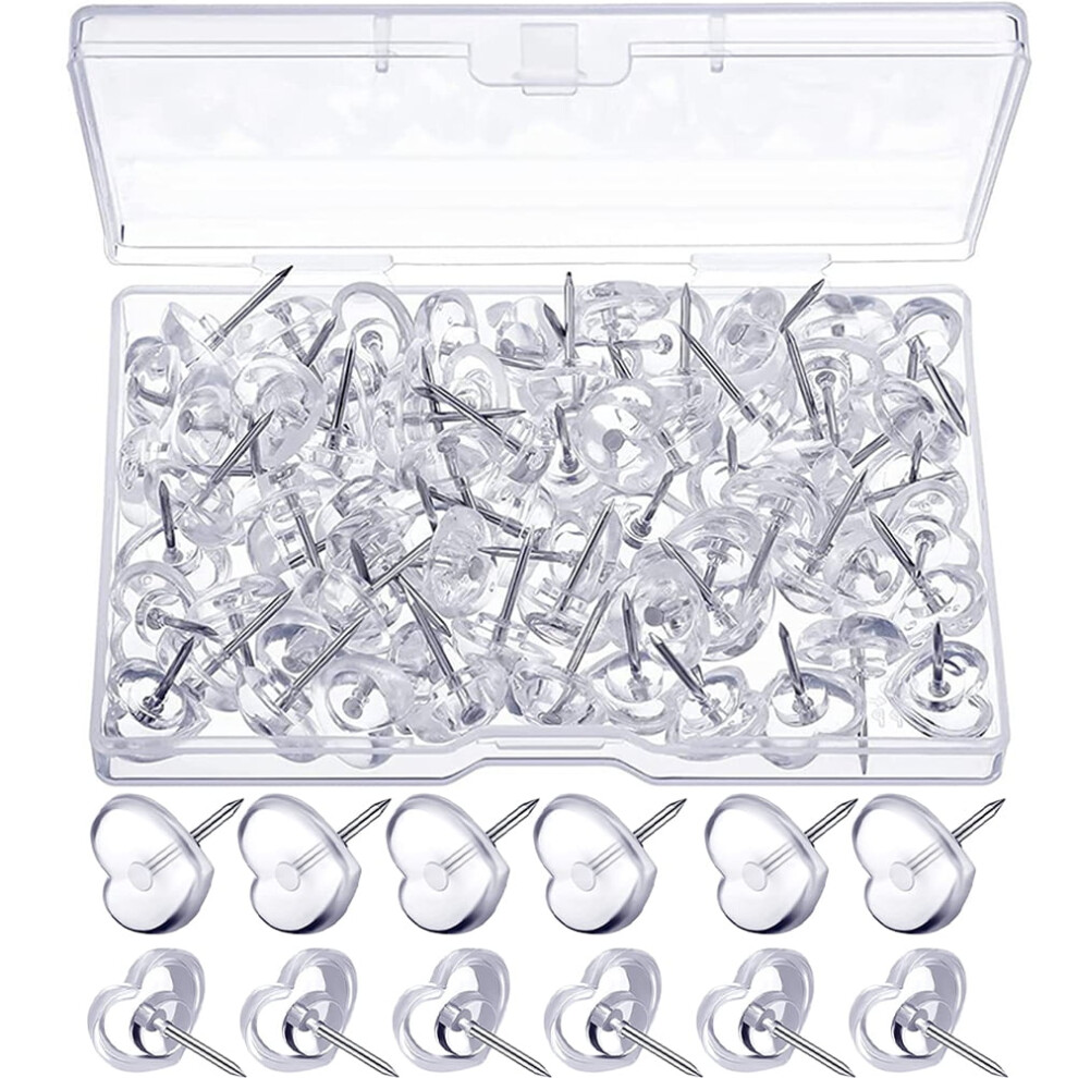 100Pcs Plastic And Metal Push Pins For Diy Use Transparent Color Fits Various Boards 9489952951966