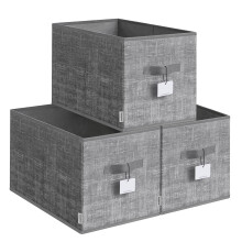 SONGMICES Collapsible Storage Boxes Set of 3 Fabric Storage Baskets 50 x 30
