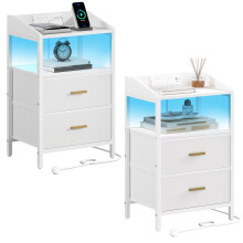 Hzuaneri Bedside Tables Set of 2 with LED Lights