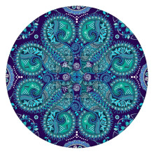Round Waterproof Tablecloth 45–52 Inch with Elastic Edge, Oxford Material, Paisley Design, Easy to Maintain and Wipe Clean