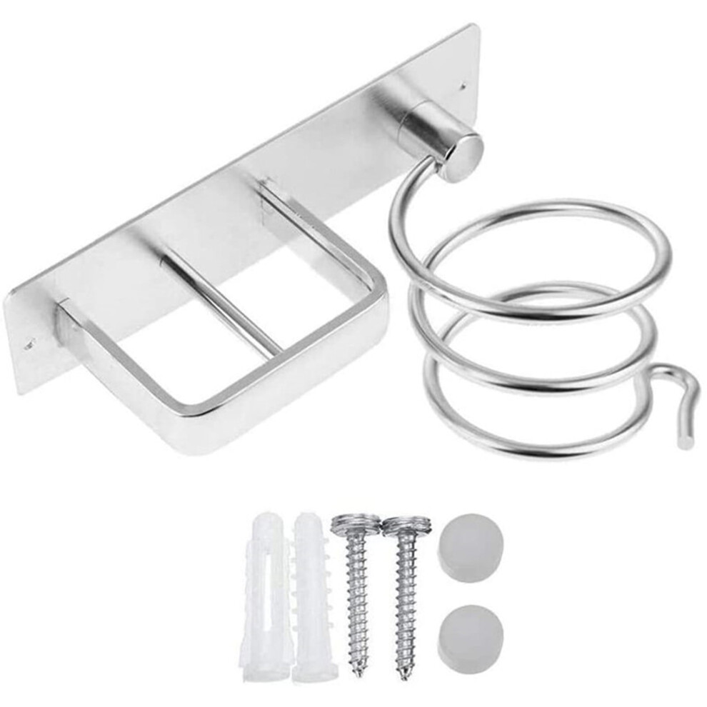 White Wall-Mount Hair Dryer Stand for Blow Dryer, Flat Iron & Curling Wand â Space-Saving Aluminum Organizer (7.67x5.90x3.93 in)