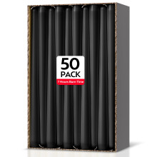 Taper Dinner Candles, 50 Pack Black Non-Drip