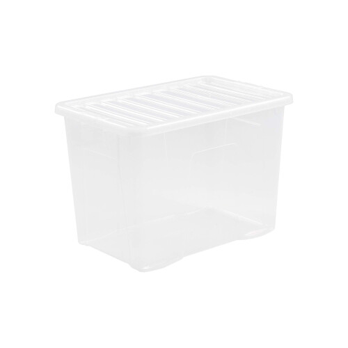 Wham Wham Crystal 3 x 80L Stackable Plastic Storage Boxes with Lids