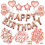 AIBEE 56pcs Party Decorations, Rose Gold Happy 1