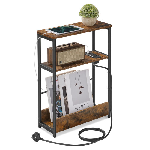 VASAGLE VASAGLE Slim Side Table with Charging Station,