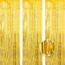 OWill 3pcs 3ft X 8.3ft Gold Metallic Tinsel