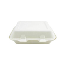 Biodegradable Sugarcane Clamshell Takeaway Box 9 x 6 Inch - Pack of 50