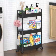 SOLEJAZZ 3-Tier Storage Trolley Cart Slide-out Slim Rolling Utility