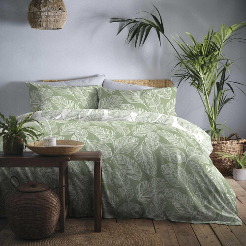 Fusion Matteo Green Leaf Duvet Cover Set – King