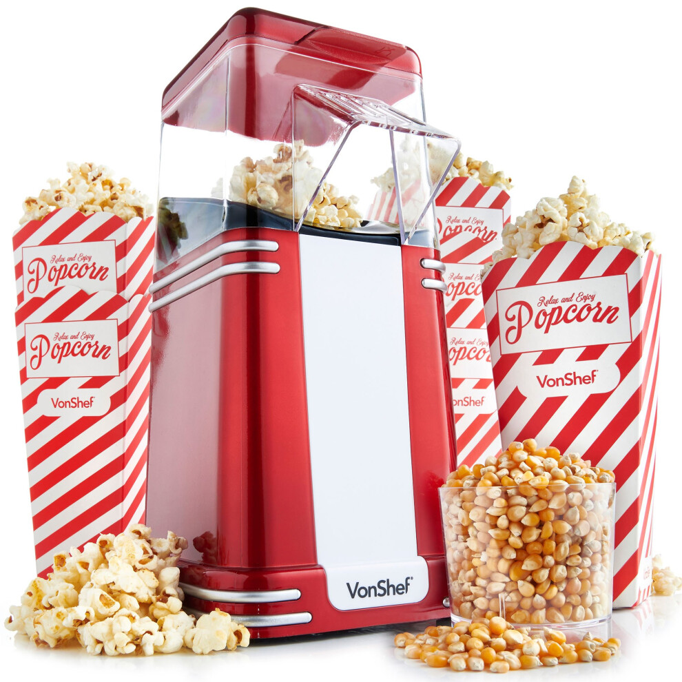Vonshef Popcorn Machine Retro – 1200W Air Popcorn