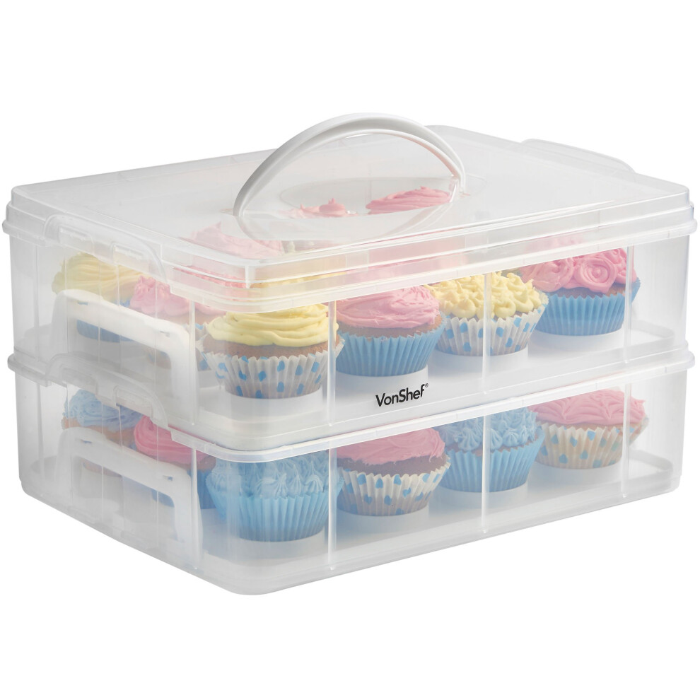 Vonshef Cupcake Carrier With Handle, Two Tier