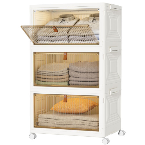 HOMIDEC Wardrobe Storage Organiser - 3 Tier Stackable Clothes Storage