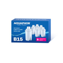 AQUAPHOR B15 Universal Replacement Water Filter cartridges, fits All Classic and Wilkos Universal Water Filter Jugs, 6 Pack, 170l per Filter