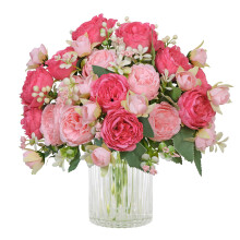 SOMYTING Peony Artificial Flowers Faux Peony Bouquet 2 Bundles Silk Peonies