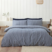 Catherine Lansfield Brushed Stripe Cotton Reversible Super King Duvet Cover Set