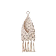 Wall Mounted Mail Organizer, Handmade Macrame Hanging Woven Basket for Keys and Letters, Boho Home Office Entryway Decor and Holder
