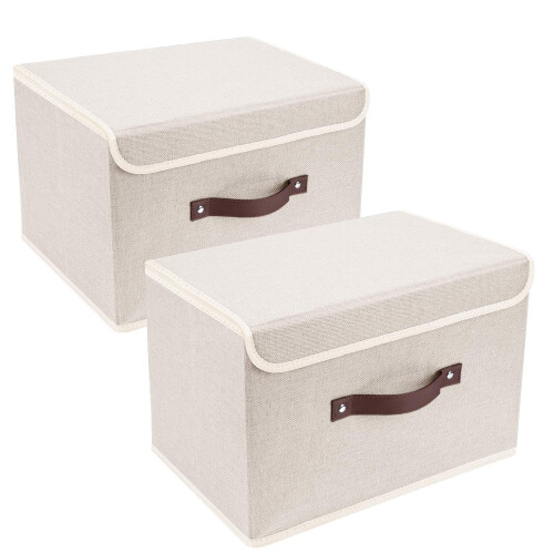 TYEERS Collapsible Storage Box with Lid, Fabric