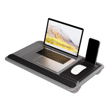 Portable Lap Desk Wood Laptop Tray with Cushion, Lightweight Laptop Stand for Bed Lap Tray with Built-In Mouse Pad, Wrist Rest, Phone Slot, Lap Stand