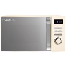 Russell Hobbs Digital Microwave 20L 800W in Cream with 5 Power Levels, Pull Handle Door & Button Control, Clock & Timer, Automatic Defrost, Easy Clean