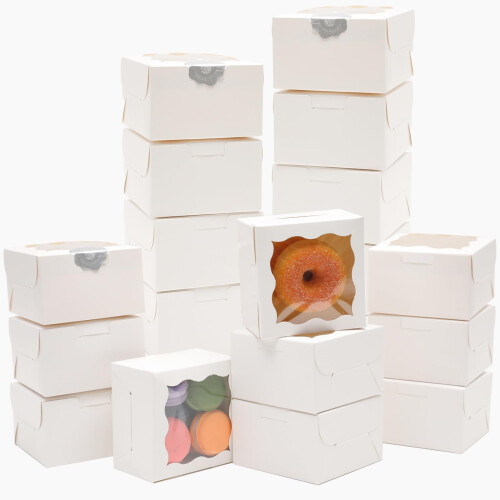 Gcardist White Bakery Box with Window 30Pcs