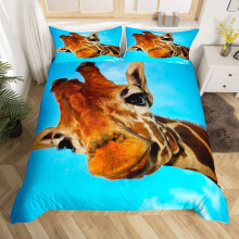 Loussiesd Funny Giraffe Duvet Cover Set Super