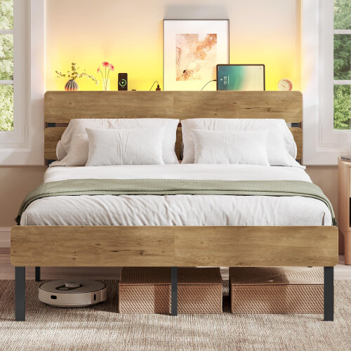 VASAGLE VASAGLE Double Metal Bed Frame - 135 x 190 cm - LED Lights