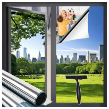 Zindoo One Way Window Film Privacy, Reflective Mirror Window Tint Film Clear for Glass Windows with Tools, Sun Blocker Anti Glare UV Window Film Self