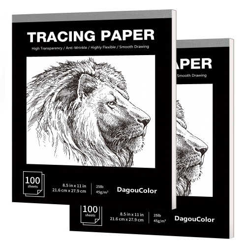 DagouColor Tracing Paper, 2 Pack, 100 Sheets,