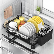 ViviDreamore Dish Drying Rack, Dish Racks for Kitchen Counter with Sponge Rack & Utensil Holder, 360Rotatable Drainer with Drainb